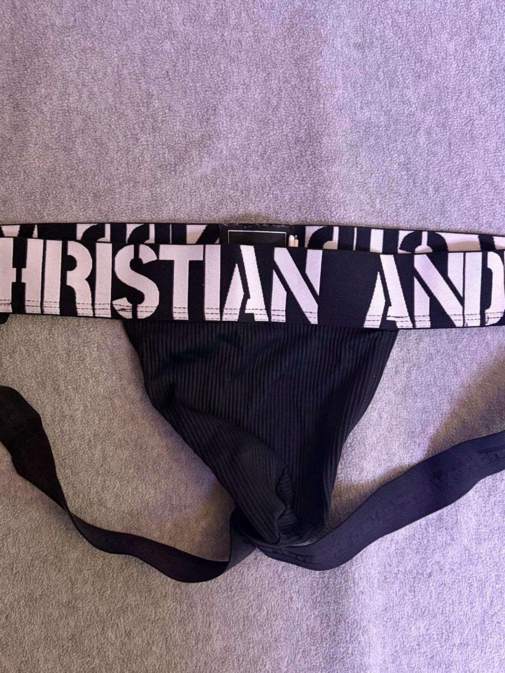 Andrew Christian Black Ribbed Jockstrap